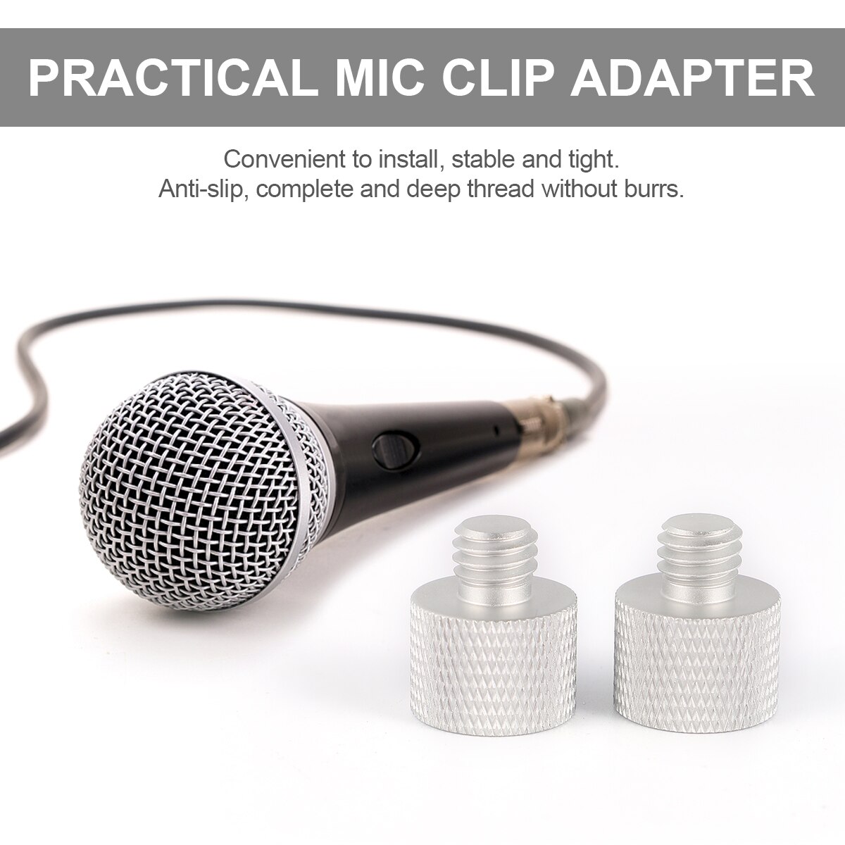 2 Sets Practical Mic Clip Adapter Thread Screw Adapter 5/8 to 3/8 Adapter