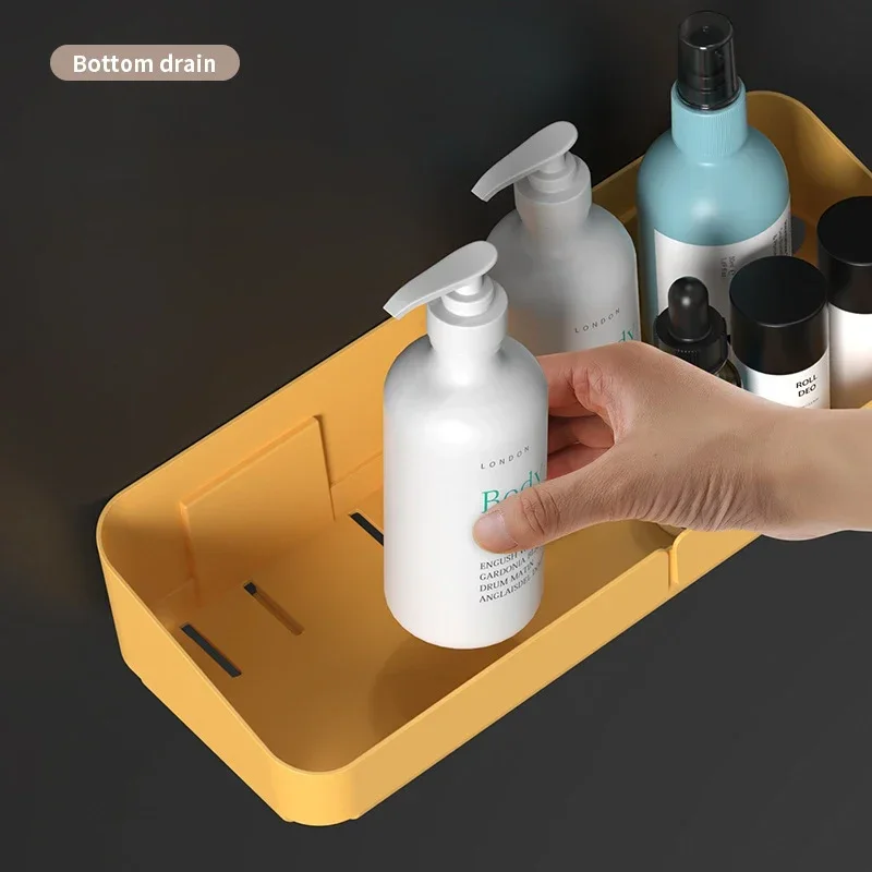 Zelfklevende Badkamer Plank Keuken Organizer Plastic Shampoo Rek Douche Plank Badkamer Accessoires Geen Boorplank