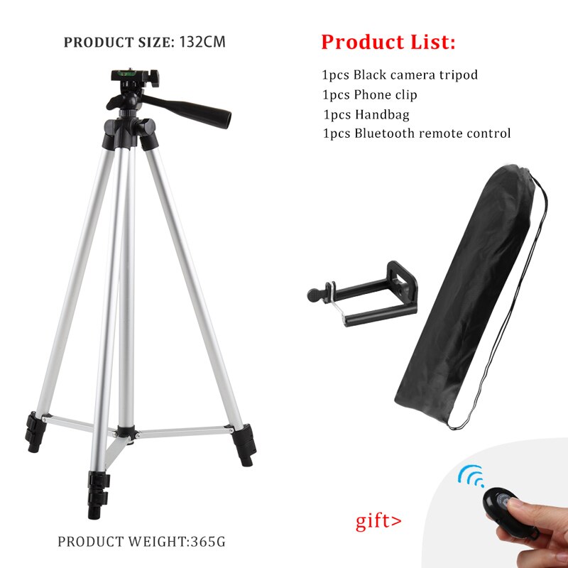 102/132/152cm Flexible Mobile Tripod Stand For Smartphone Dslr Camera Tripod Holder With Bluetooth Remote For Selfie Photography: 132cm silver set