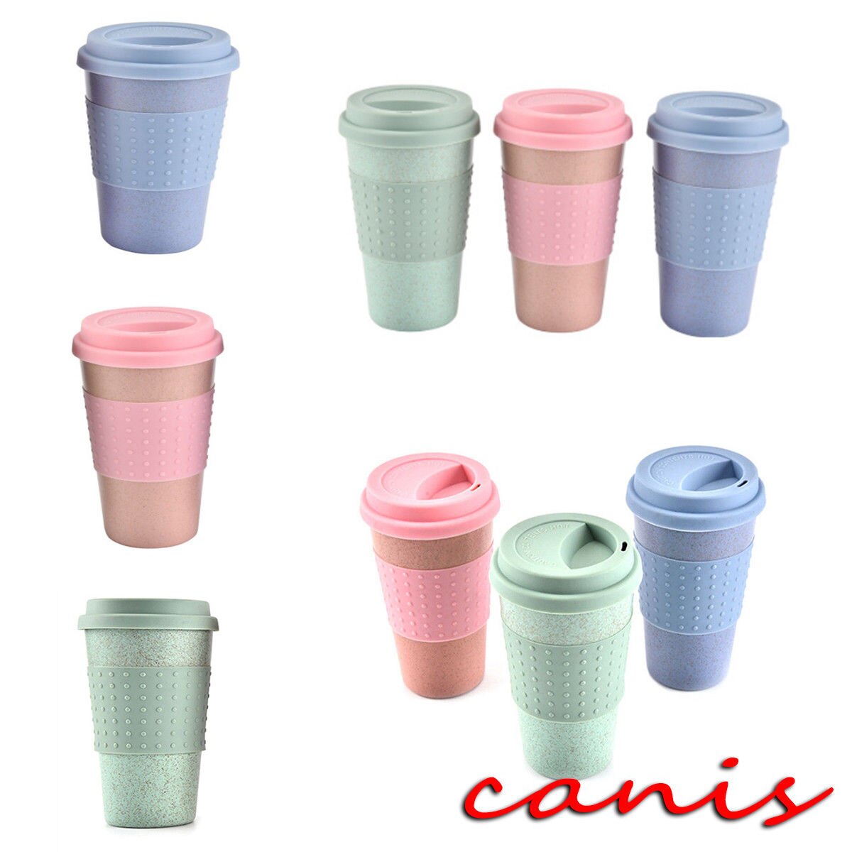 Sells Reusable Coffee Mugs Bamboo Fiber Coffee Cups 8oz 12oz 14oz Eco Friendly Travel