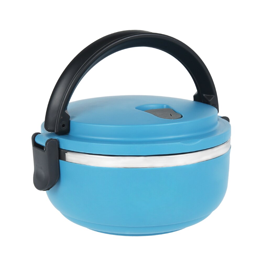 1Layer Rvs Isolerende Thermische Lunchbox Bento Kantoor Servies Picknick Voedsel Opslag Container Lekvrij Thermos Lunchbox: Blauw