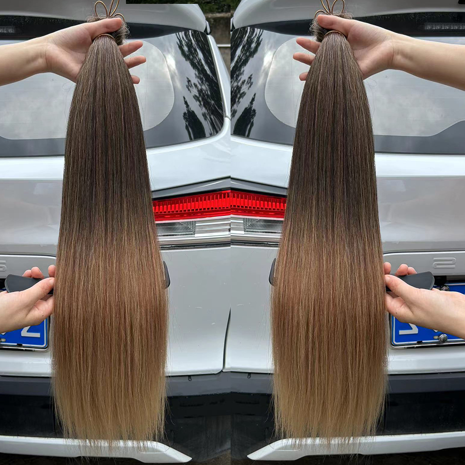 Gerade Pony Haar Bündel Häkeln Zöpfe Haar Synthetische Flechten Haar Ombre Braun Weiche Häkeln Haar Erweiterungen: 4/27HL