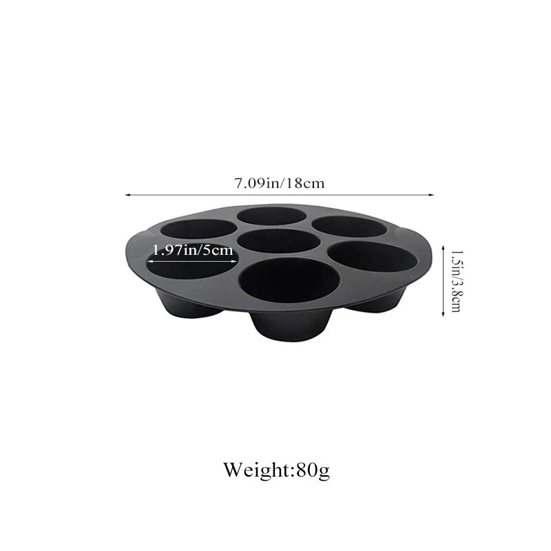 Molde para magdalenas de silicona Airfryer de 7 pulgadas y 7 tazas para Mini molde antiadherente para pastel de 3,5 a 5,8 L, accesorios para freidora de aire