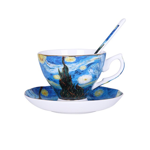 The Van Gogh Art Painting Coffee Mugs The Starry Night Sunflowers The Sower Irises Saint-Remy Coffee Tea Cups: 1