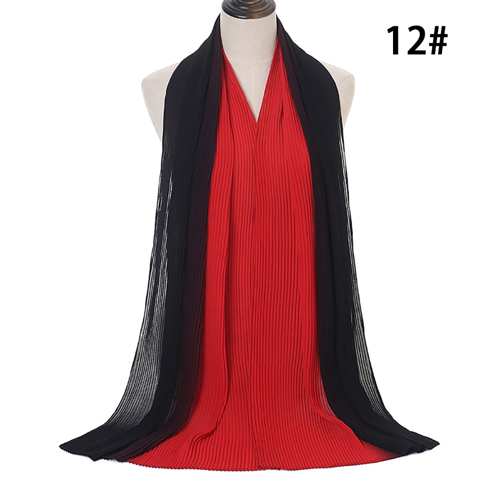 Ombre Chiffon Hijab Muslim Women Hijab Scarf Shawl Islam Headwrap Pleated Gradient Hijabs Shaded Crinkle Hijab Summer: 12