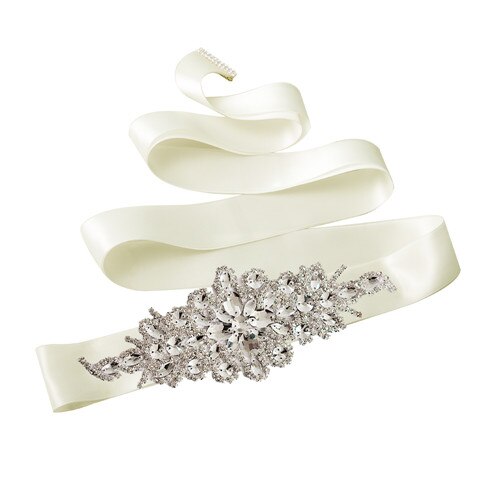 Rhinestone Beaded Women's Belt Wedding Belt Accessories Bride Bridesmaid Bridal Sashes Belts For Evening Party Prom Gown Dress: Off white