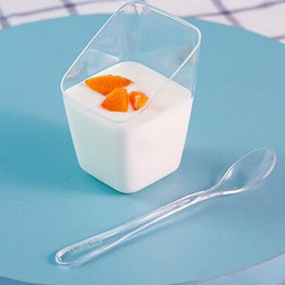 Mousse Cup Oblique Square Disposable Mini Tiramisu Cup Dessert Containers for Restaurant Cafe