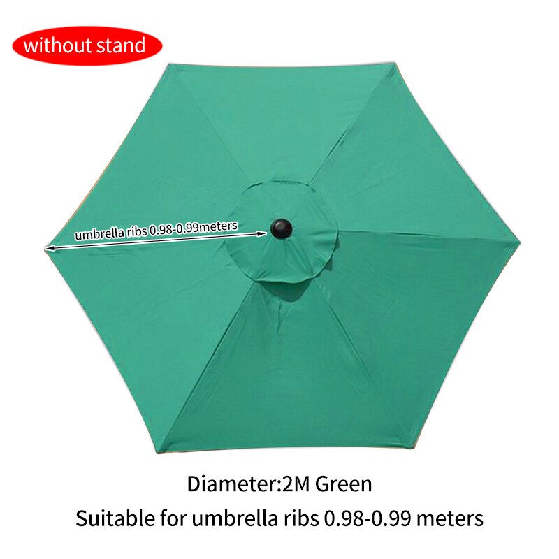 Polyesteri vaihtopäällinen päivänvarjokatoksen aurinkovarjo viileänä patio kotitalouksien sateenvarjo sateenkestävä kangas: 2m vihreää 6- luuta