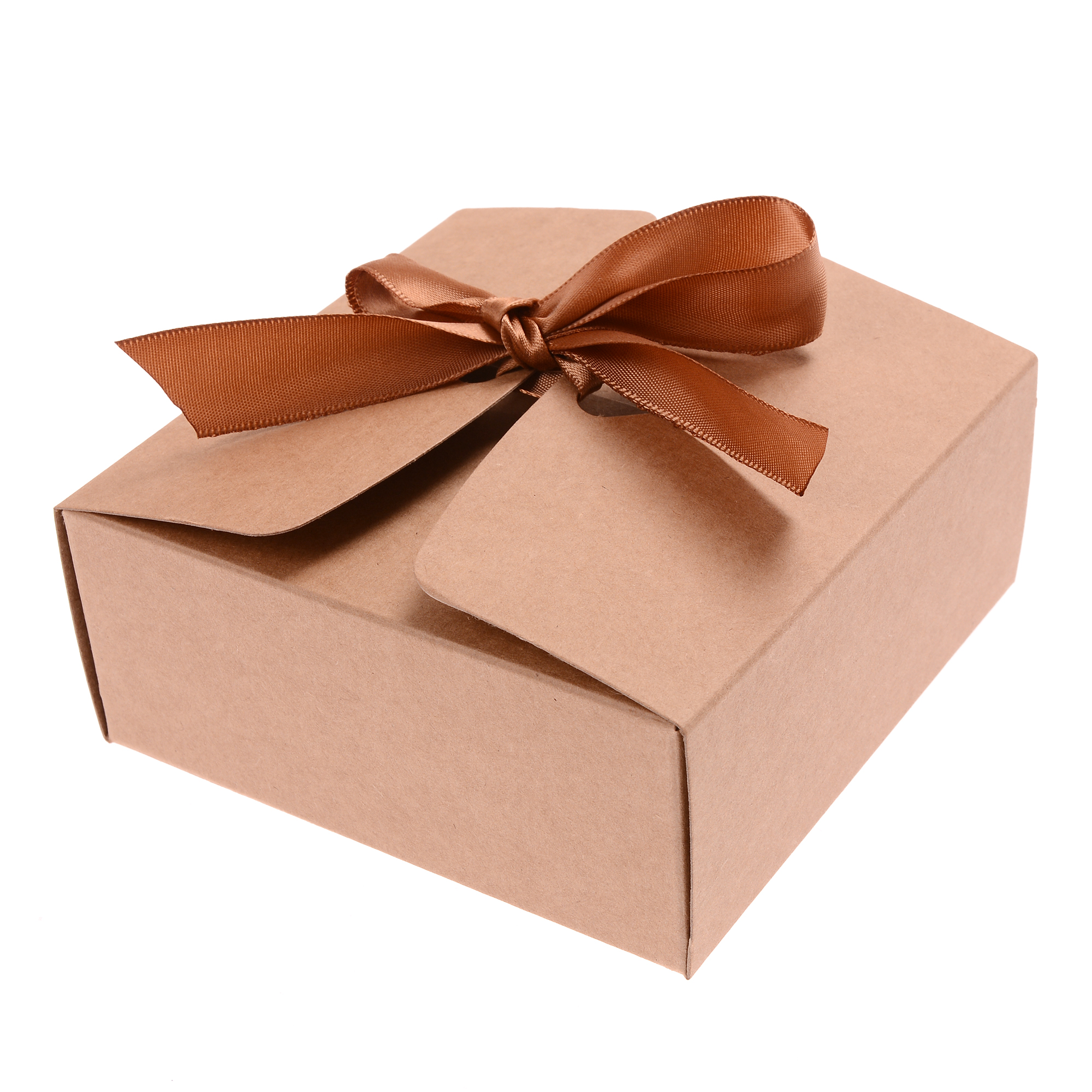 Vierkante Kraft Papier Doos Karton Pakket Valentijnsdag Snoep Opslag Dozen Met Linten: 14x14x5cm