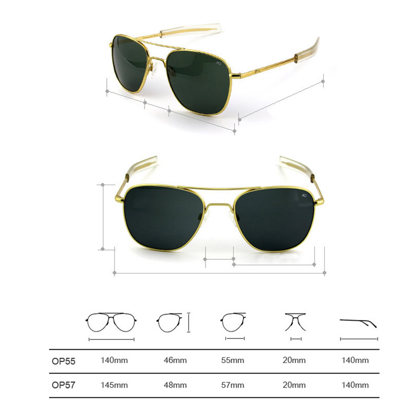 Pilot AO Sunglasses Men Brand AGX Tempered Glass Lens Sun Glasses Male