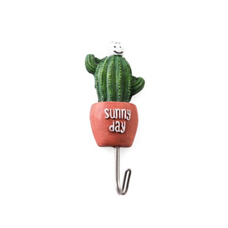 Accroche-porte en forme de plante 1 pièce | Cintres à vêtements Kawaii Cactus résine en acier inoxydable, crochet magnétique pour articles divers: animal