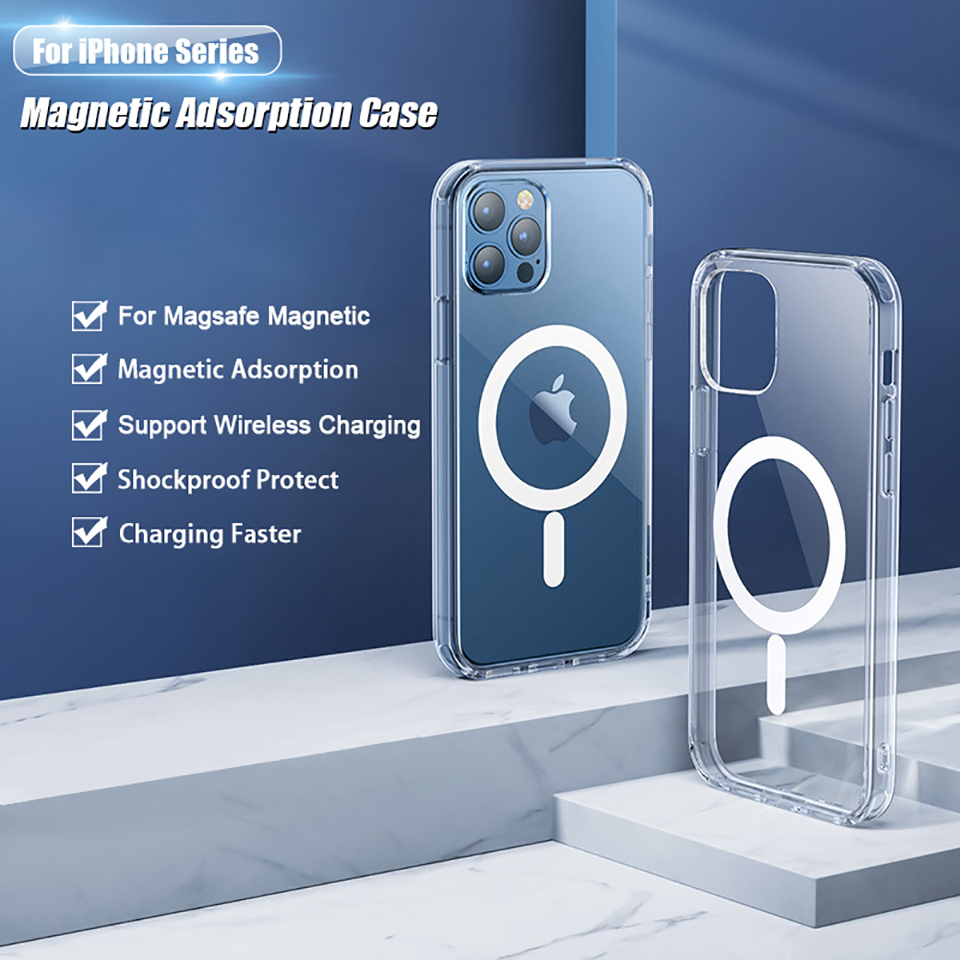 Funda magnética de carga inalámbrica Magsafe para iPhone 14 11 12 13 Pro Max 13Pro 14 Plus Fundas transparente a prueba de golpes Caque