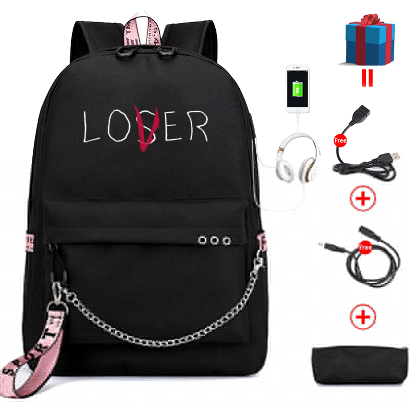 Amant perdant grands sacs d'école pour adolescentes Usb charge sac à dos femmes livre sac grand lycée sac jeunesse loisirs collège: Default Title