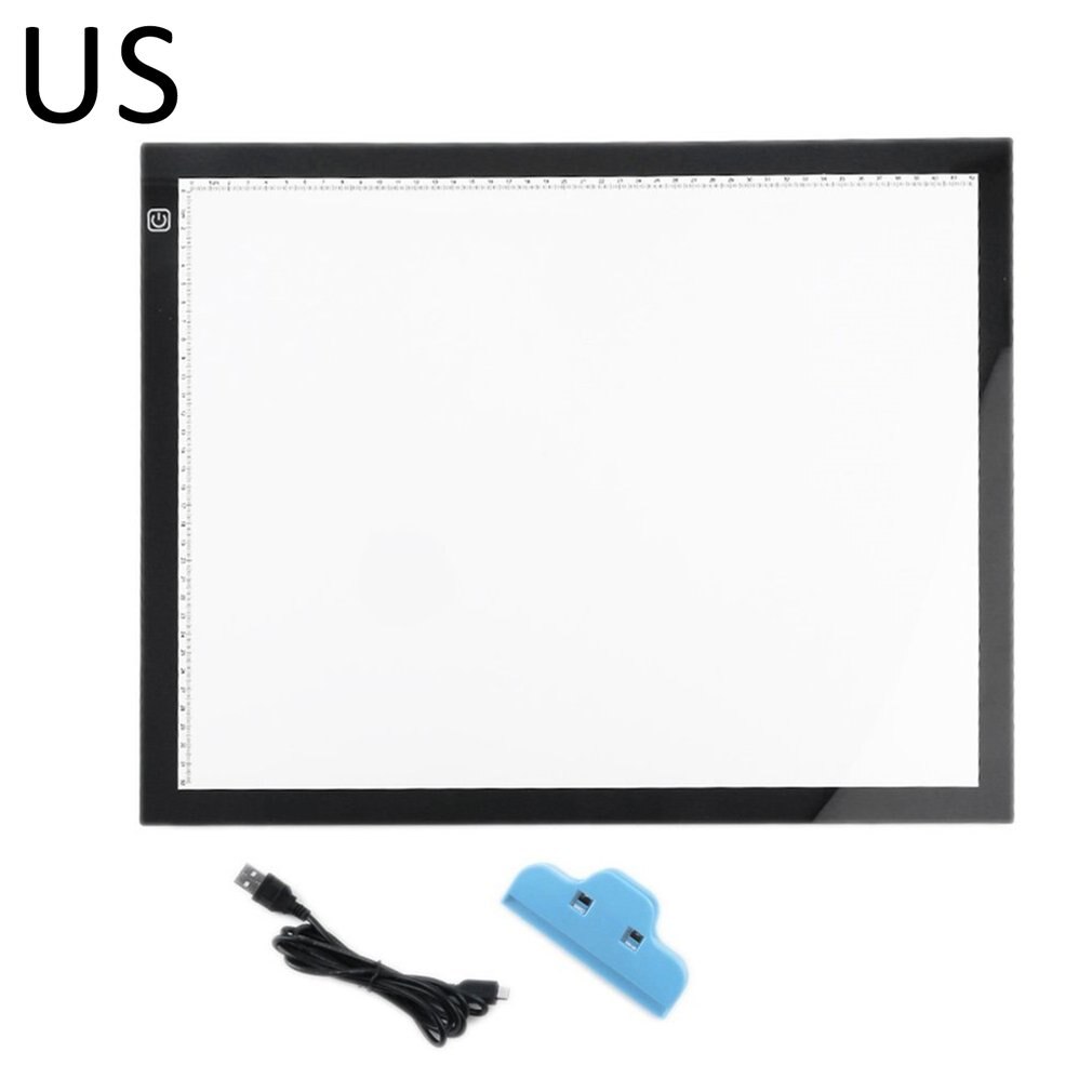 Tablet LED Tracing Light Box Ultra Thin Stepless Dimmable Brightness Artcraft Light Table Pad Board with Scale: US type