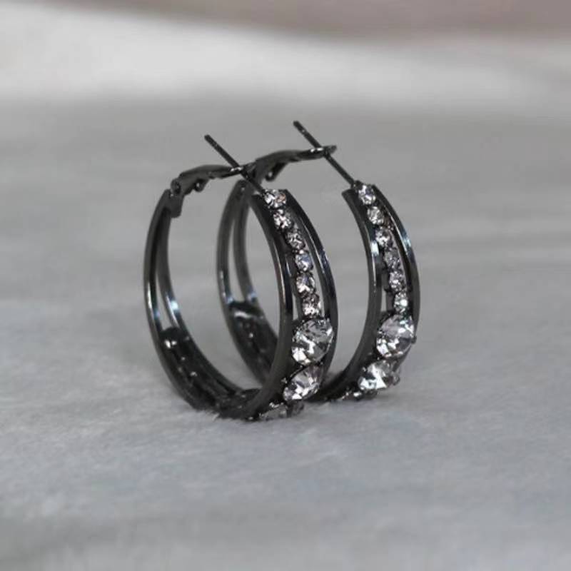 Cirkel Kristal Hoepel Oorbellen Goud Zilver Kleur Geometrische Opknoping Dangle Oorbellen Voor Vrouwen Vrouwelijke Mode-sieraden