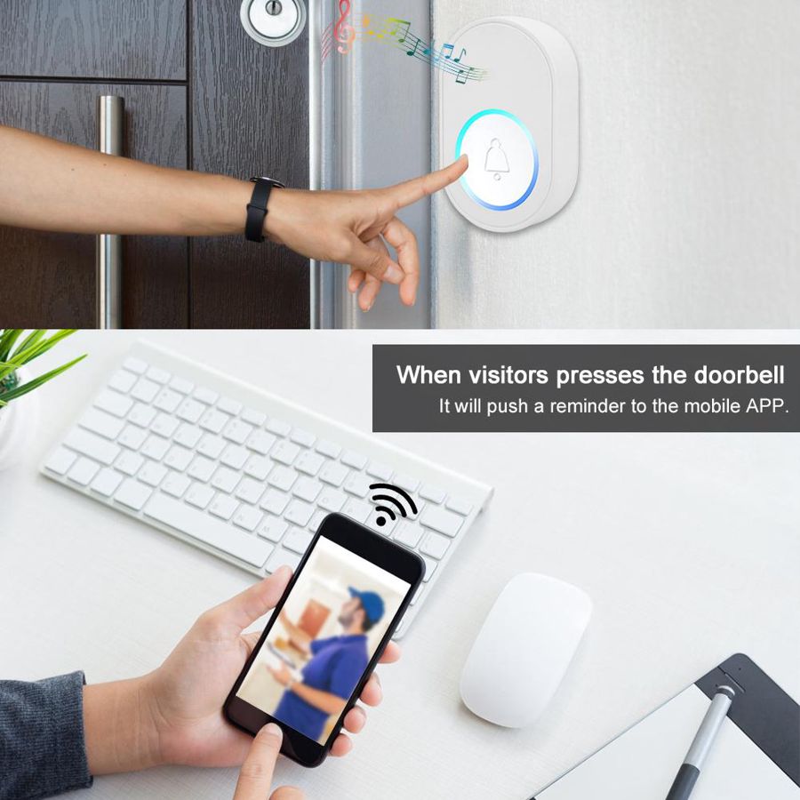Smart WiFi Doorbell Indoor Ding Dong Ring Ringtone Alarm for Home Entry Work with Tuya 110-240V Access Control System