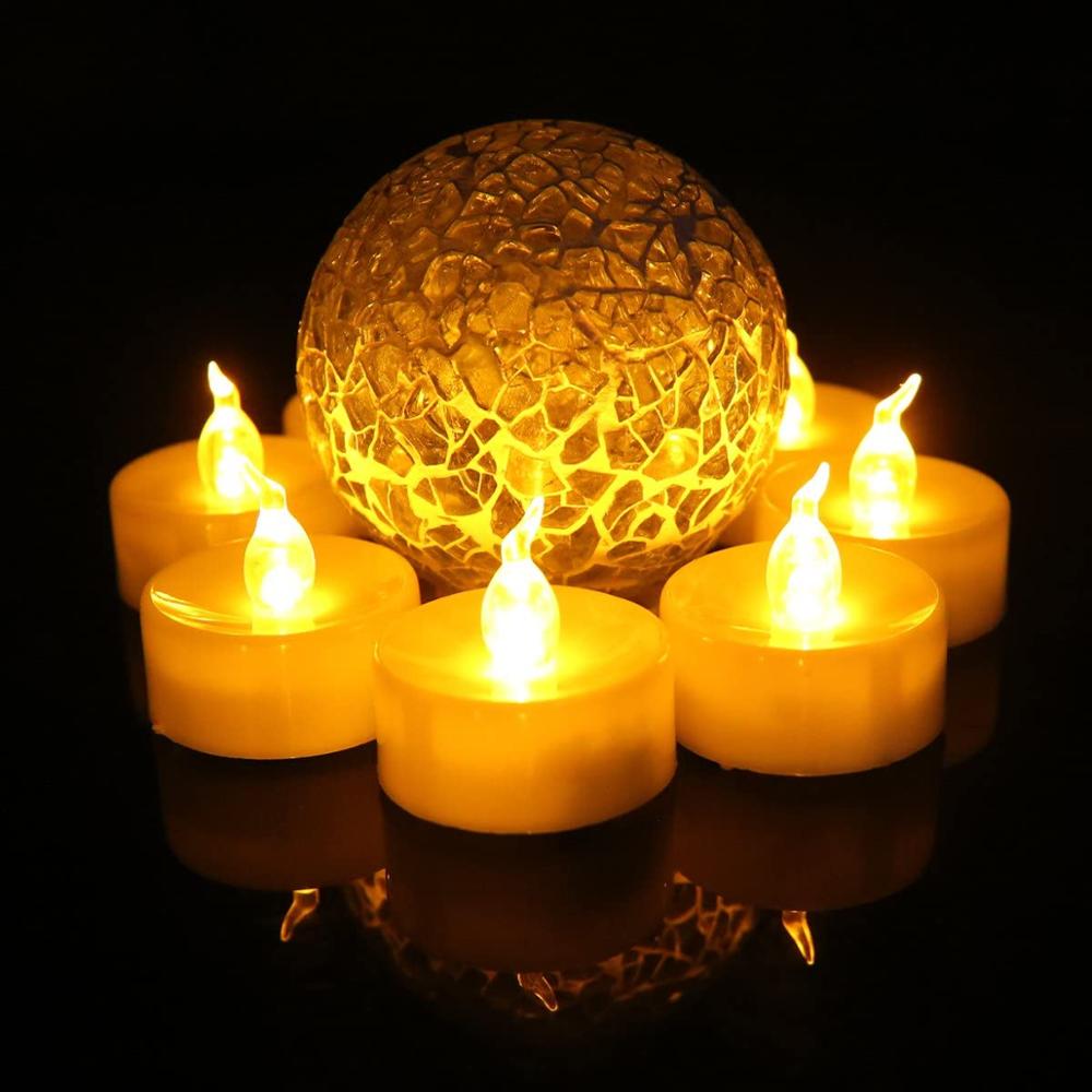 12 Pcs Battery Operated LED Tea Light Candles for Wedding Party Festival Decoration Occasions-Yellow, Non-Flickering