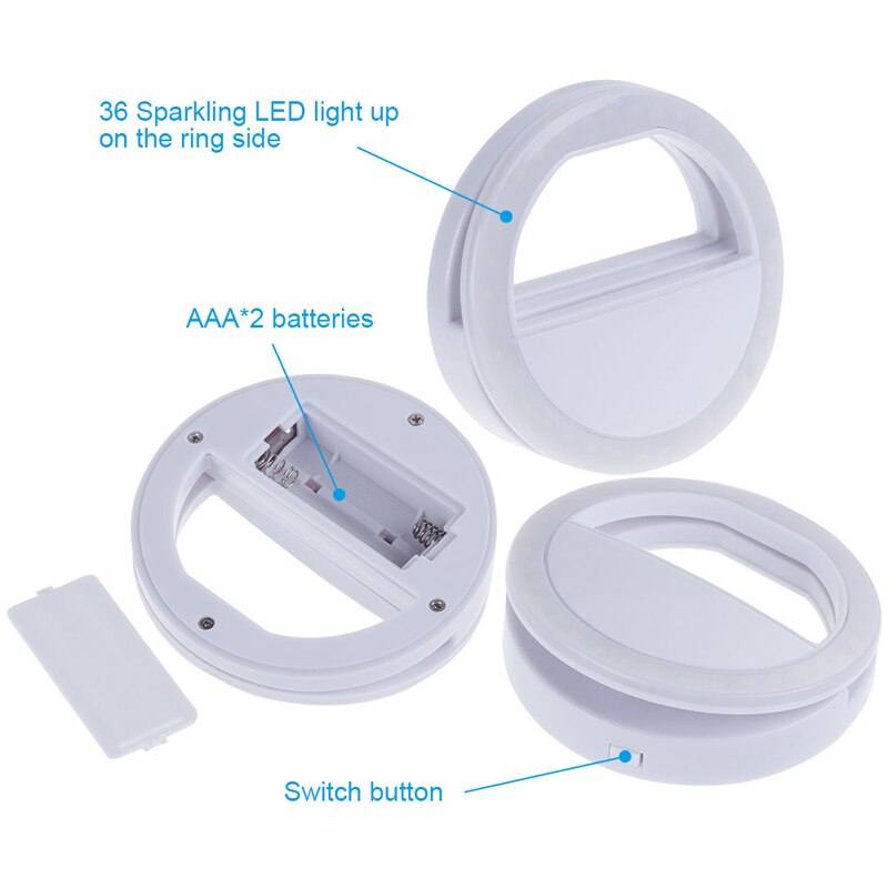 36 led selfie lys telefon blits lys led kamera clip-on mobiltelefon selfie ring lys video lys forbedrer selfie lampe