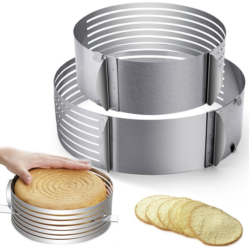 Adjustable Layer Cake Slicer Kit Mousse Stainless Steel Mould Slicing Cake Setting Ring DIY Bakeware Tools Cake Tool