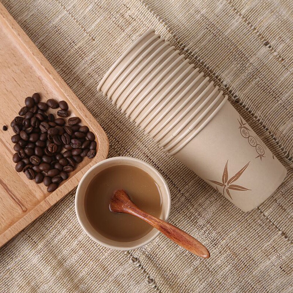 50pcs Paper Cups Disposable Exquisite Thick Bamboo Fiber Decorative Paper Cups for Party Birthday Wedding