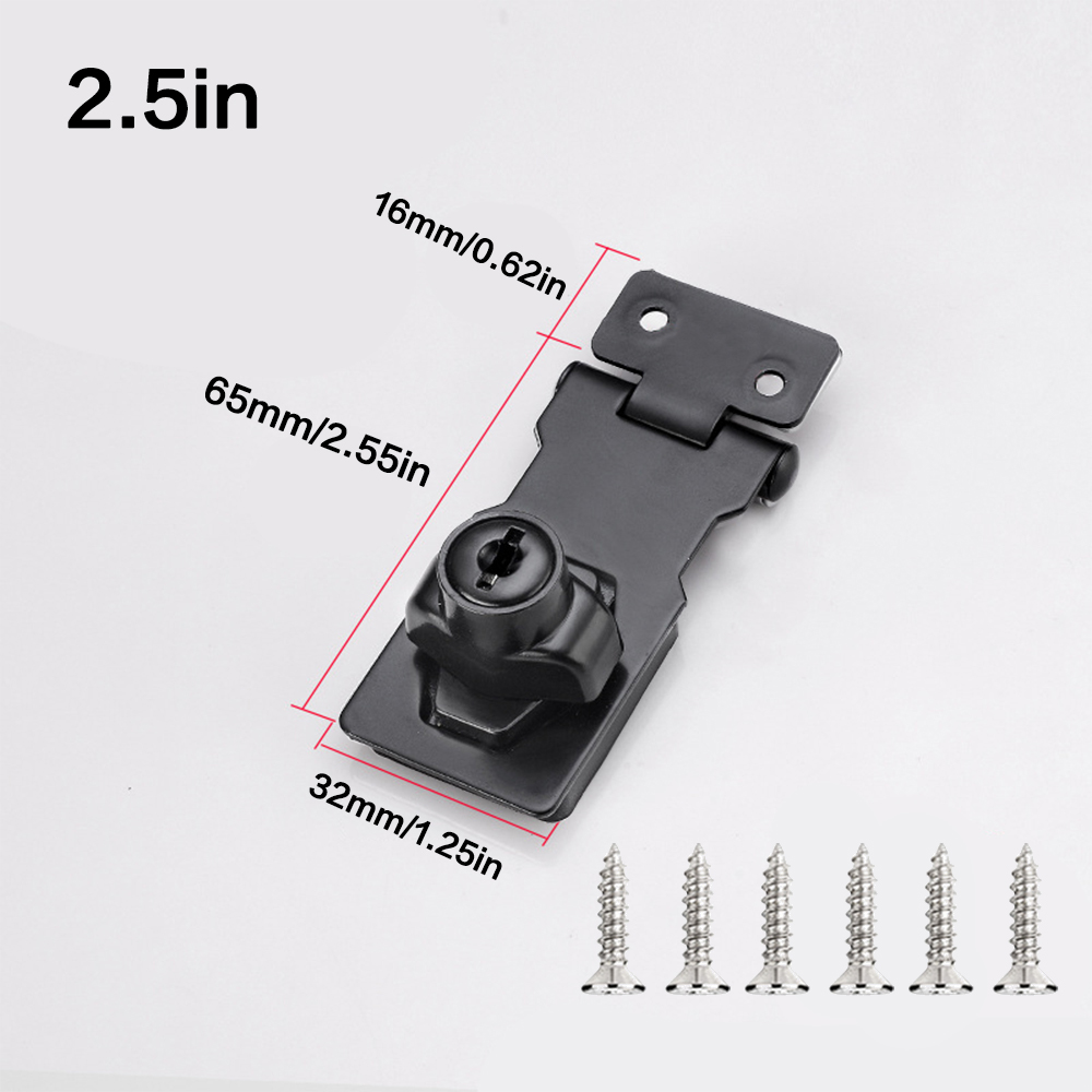 Locking Hasp Heavy Duty Locking Hasp Staple With Keys Padlock Cupboard Shed Garage Lock Office Cabinet Security Lock Hardware: black