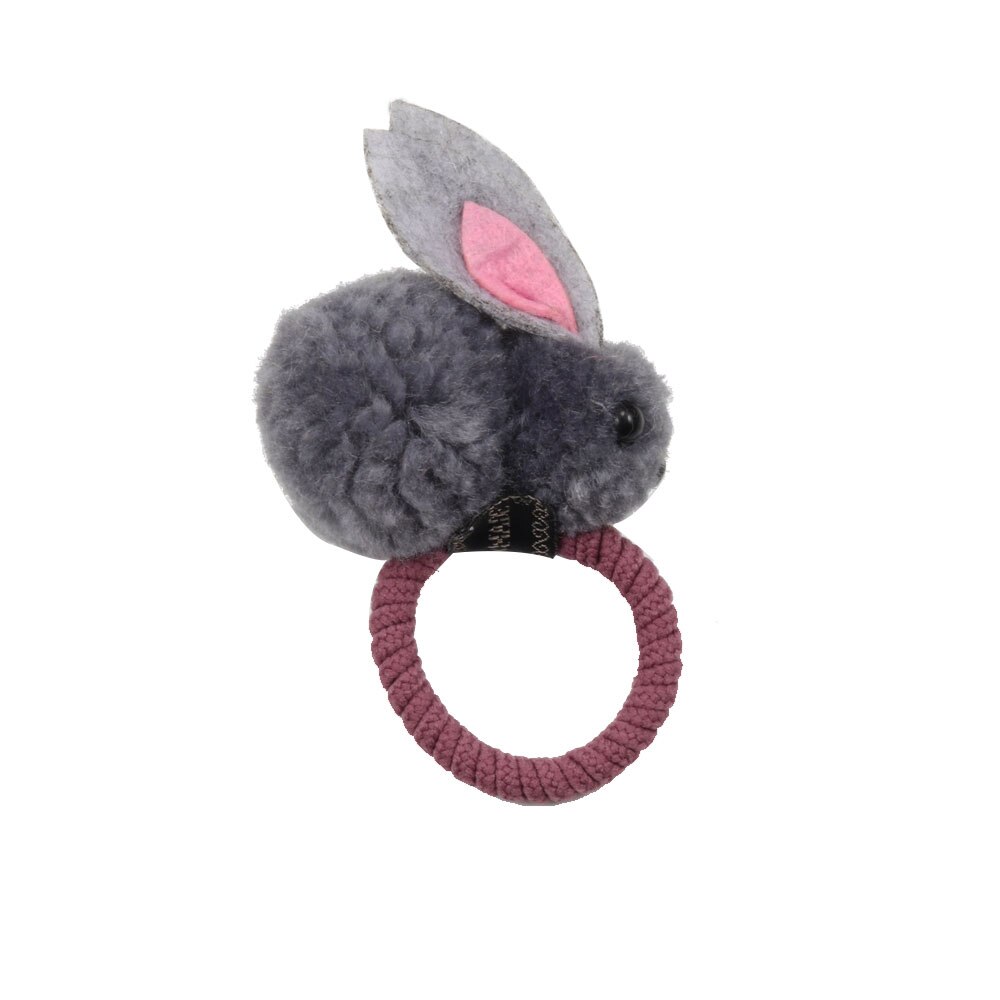 Leuke Bal Konijn Haar Ring Vrouwelijke Tie Touw Koreaanse Elastische Rubber Haarbanden Bunny Haar Touw Kinderen Haar Accessoires: Gray