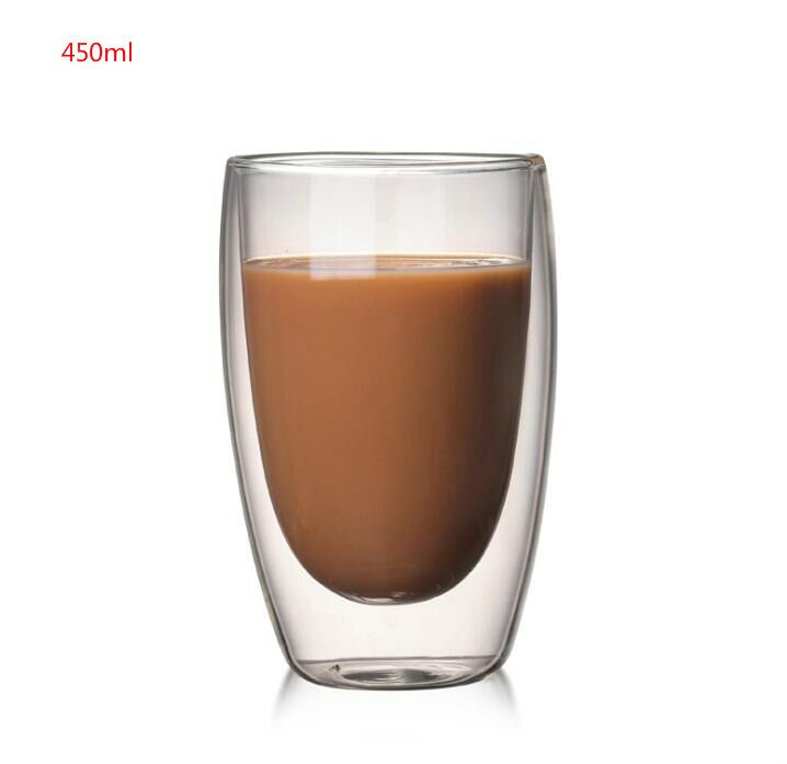 1 st espresso tekopp kaffe kopp set värmebeständig dubbel vägg glas kopp öl handgjord öl mugg te whiskyglas koppar: 450ml