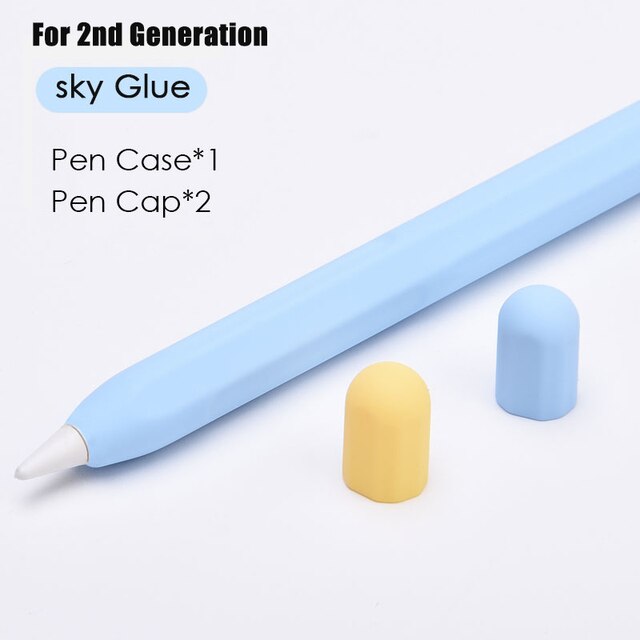 Stylus Cover Silicone Pen Case For Apple Pencil 1 2 Color Matching Stylus Protective Case Non-slip Anti-fall iPad Pen 2 1 Cover: Pencil 2nd Blue