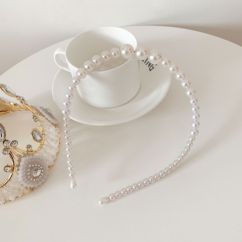 Juego de 3 piezas para el cabello para mujer, gomas para el pelo con perlas, accesorios para el cabello para niña, diademas sencillas con temperamento, diademas para: Lavanda