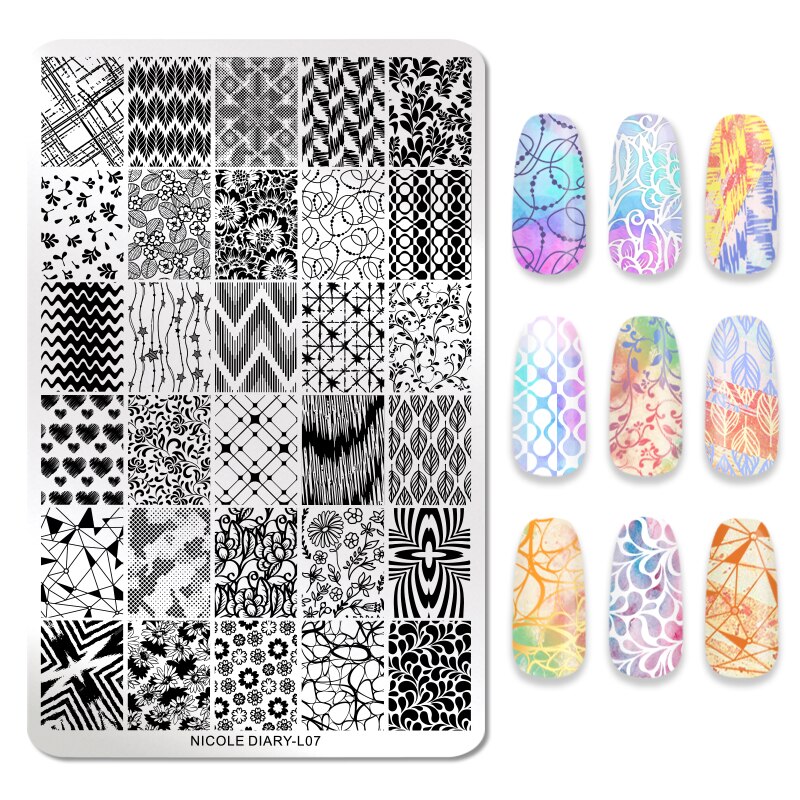 Nicole Dagboek 14.5*9.5 Cm Nail Stempelen Platen Bloemen Lotusblad Afbeeldingsstempel Sjablonen Art Stencil Diy Gereedschap