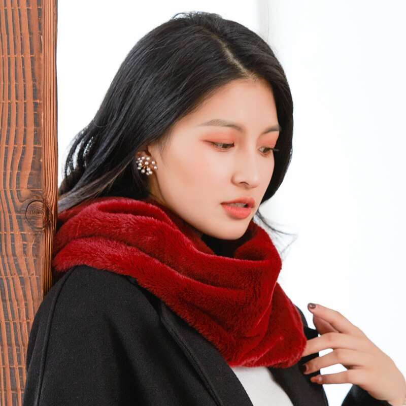 Écharpe coréenne en fausse fourrure de lapin, col, cachemire, solide, peluche, épaisse, chaude, écharpe, snood, cyclisme, coupe-vent, pull ,  o23