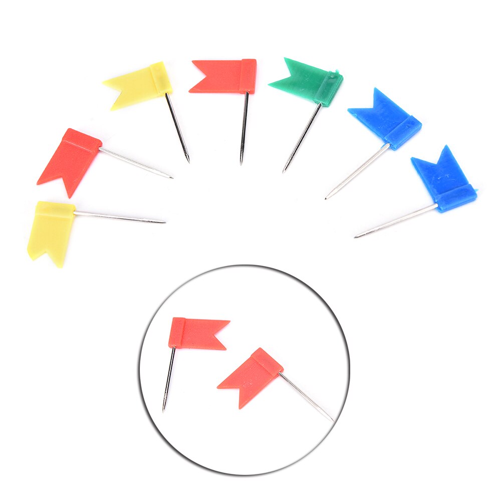 50PCS Mixed Color Flag Push Pins Nail Thumb Tack Map Drawing Pin Stationery