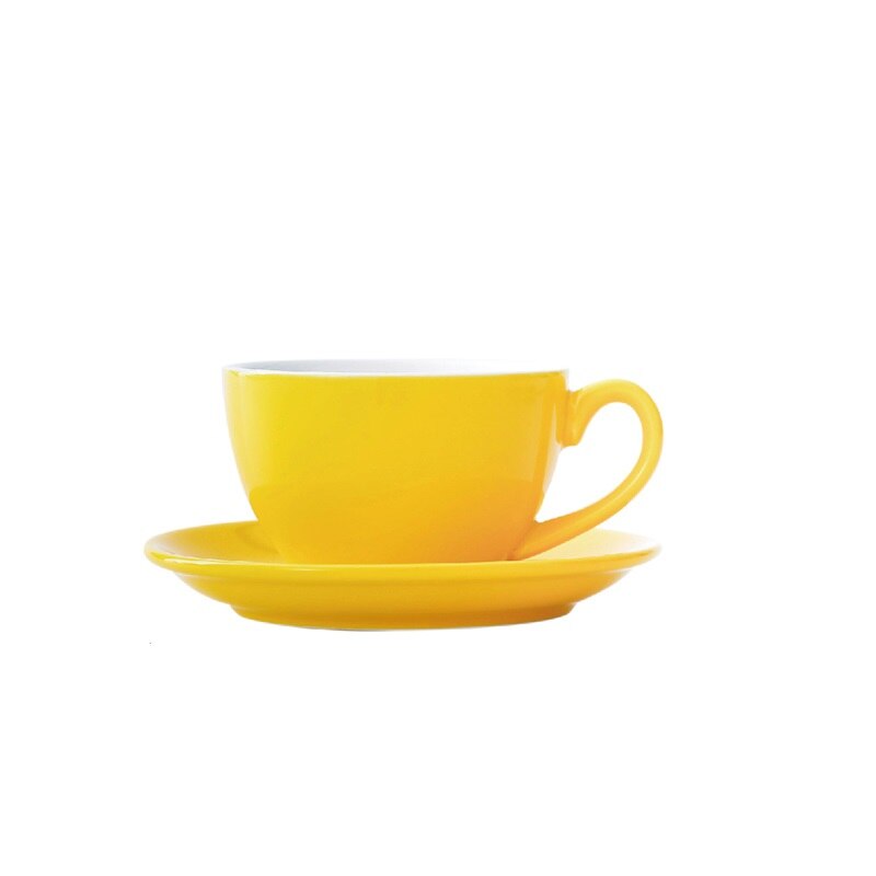 Chanshova modern enkelhet keramik 200ml porslin kaffekoppar och fat set tekopp set mugg dricksredskap  h046: Gul