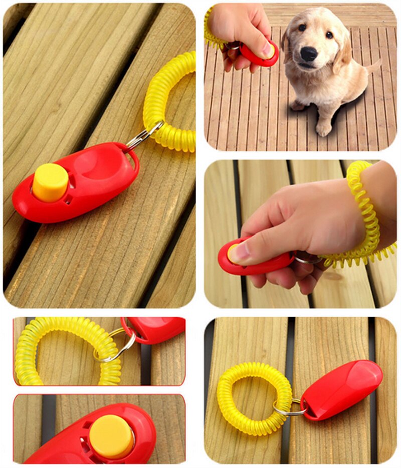 Portable Pet Training Clicker Dog Cat Bird Horse Click Obedience Trainer Aid with Wrist Strap