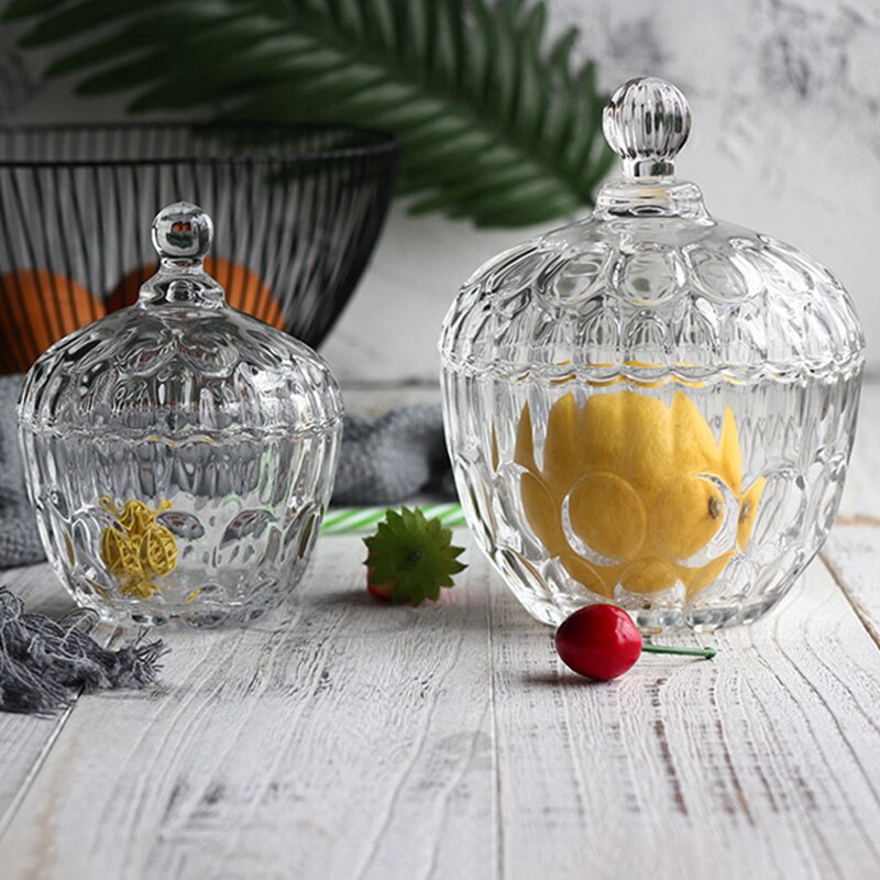 Vintage farge krystallglass oppbevaring hermetisert sukkerbokser diamant godteri boks bomullspinne boks bomullspad husholdningsoppbevaring