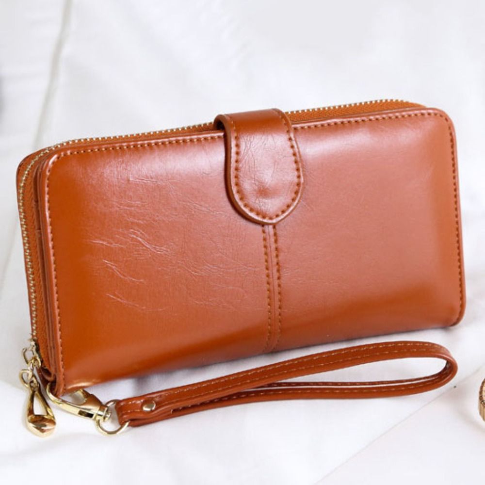 Wodoodporna torebka ze skóry pu, długi portfel na zamek błyskawiczny, składany, dwustronny portfel o dużej pojemności, wielofunkcyjny damski, męski, na karty