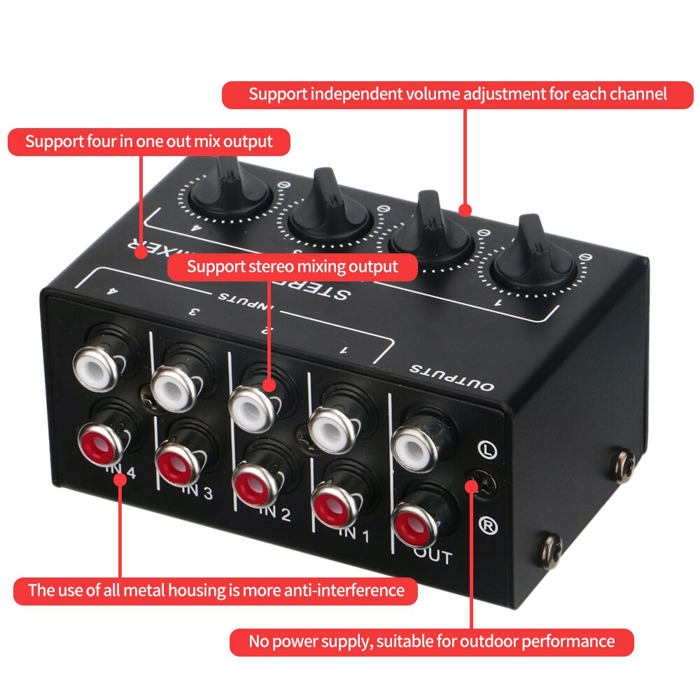 Mic 2U Cx400-A mini stereo 4-channel passive mixer multi-channel mixer audio for live and studio use