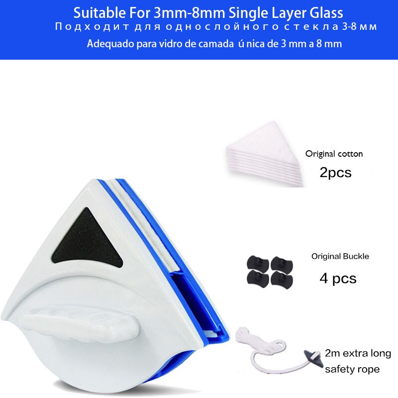 Husholdnings magnetisk vinduesviskerglasrengøringsmiddel dobbeltsidet magnetisk børste vinduesglasbørste til vask af rengøringsværktøj: 3-10mm enkeltlag