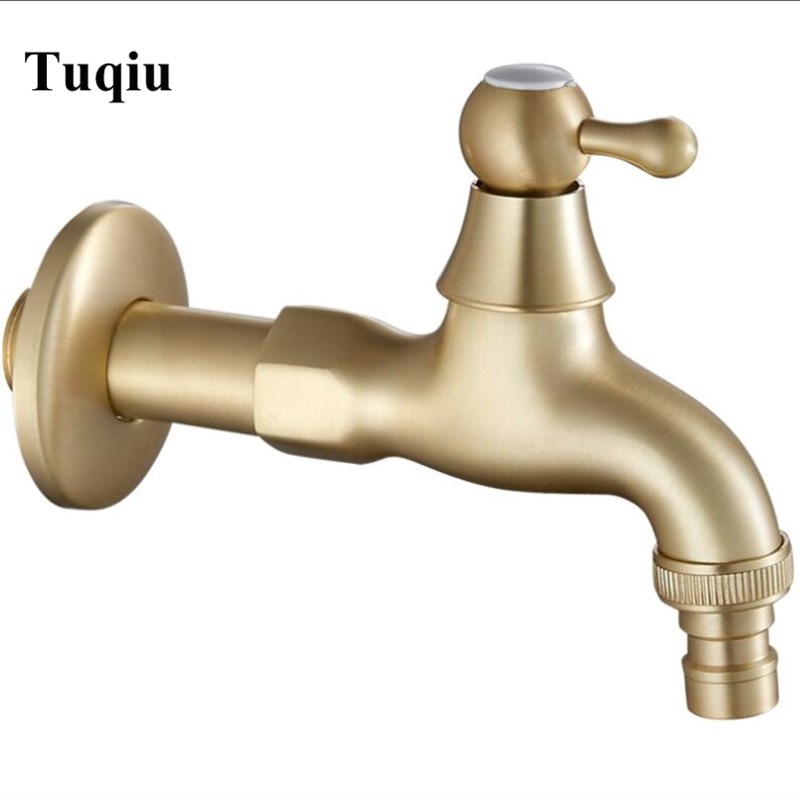 Total brass Bush Gold Finished washing machine faucet bibcocks faucet tap garden outdoor mixer