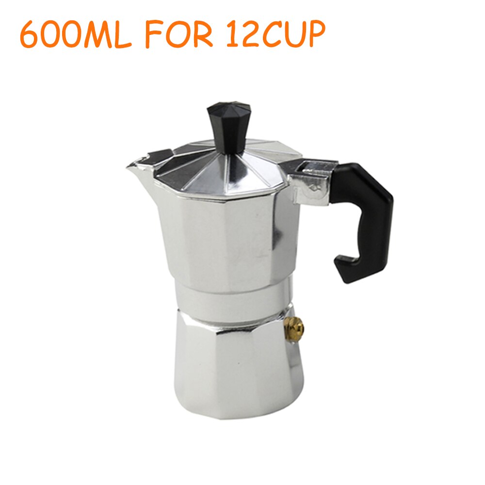 Aluminum Mocha Coffee Pot Stovetop Coffee Maker Coffee Maker Aluminum Mocha Espresso Percolator Pot Coffee Maker: 600ML FOR 12CUP