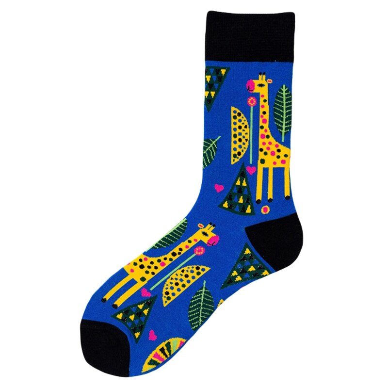 Bomuld unisex sport sokker fashionable harajuku farverige sjove print tegneserie mønster kjole sokker