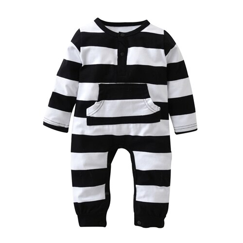 nouvelle mignon rayé bébé garçons barboteuse filles une pièce à manches longues combinaisons coton -né vêtements infantile Costume: 6M