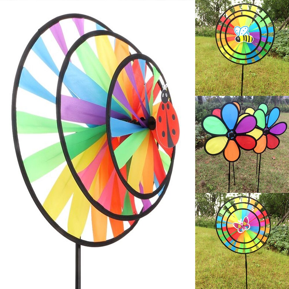 Rainbow Wind Spinner Colorful Stake Outdoor Garden Decor Windmill Childrens Toys