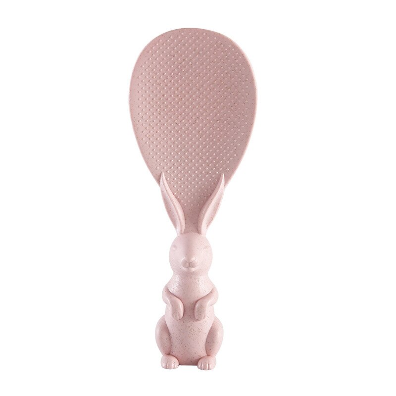 Wheat Straw Rabbit Spoon Can Stand Up Rabbit Rice Shovel Rice Cooker Rice Spoon Non-stick Rice Cartoon Rice Spoon: Pink