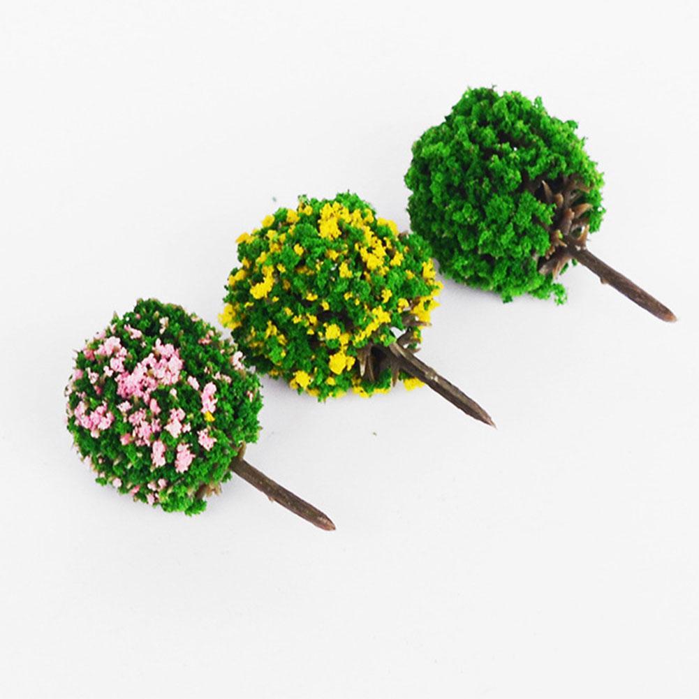 50 Stuks Bloem Model Trein Ronde Bomen Bal Vormige Landschap Kleuren Schaal Landschap 1/87 Gemengde K7W9