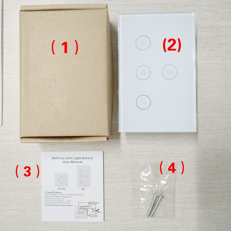 Smart WiFi Fan Light Switch, In-Wall Ceiling Fan Lamp Switch Works with Alexa, Google Home Assistant [VoiceRemoteTouch Control]