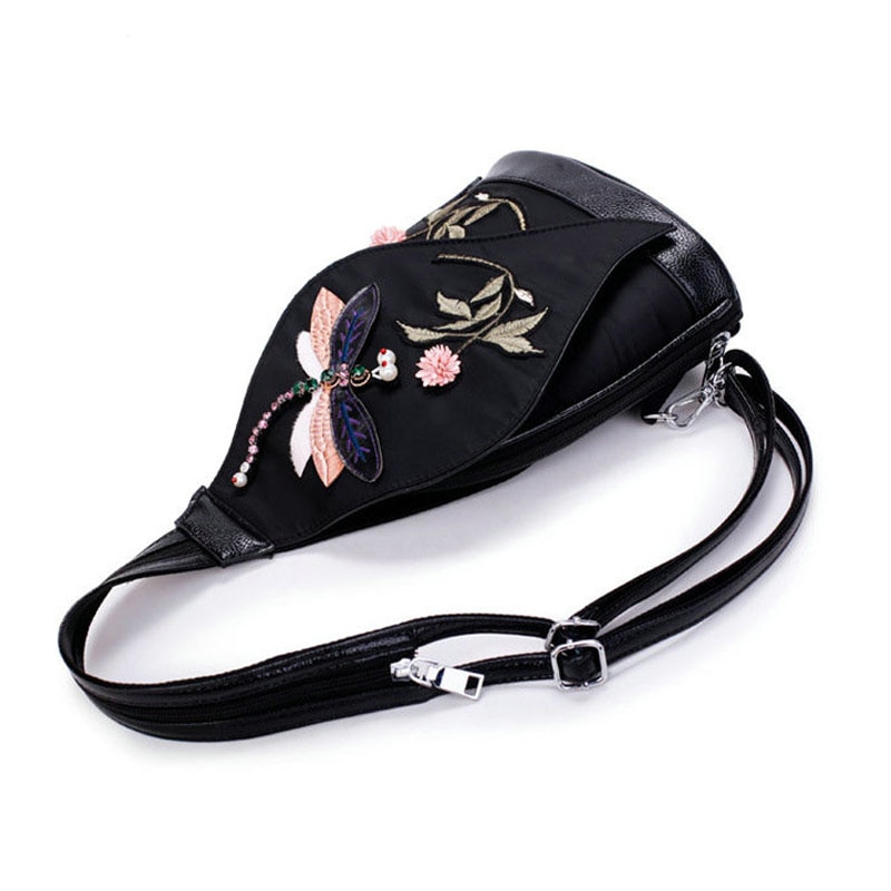 Mochila multifuncional bordada 3d libélula, bolsa de viagem portátil estilo oxford para meninas bolsa de ombro b573
