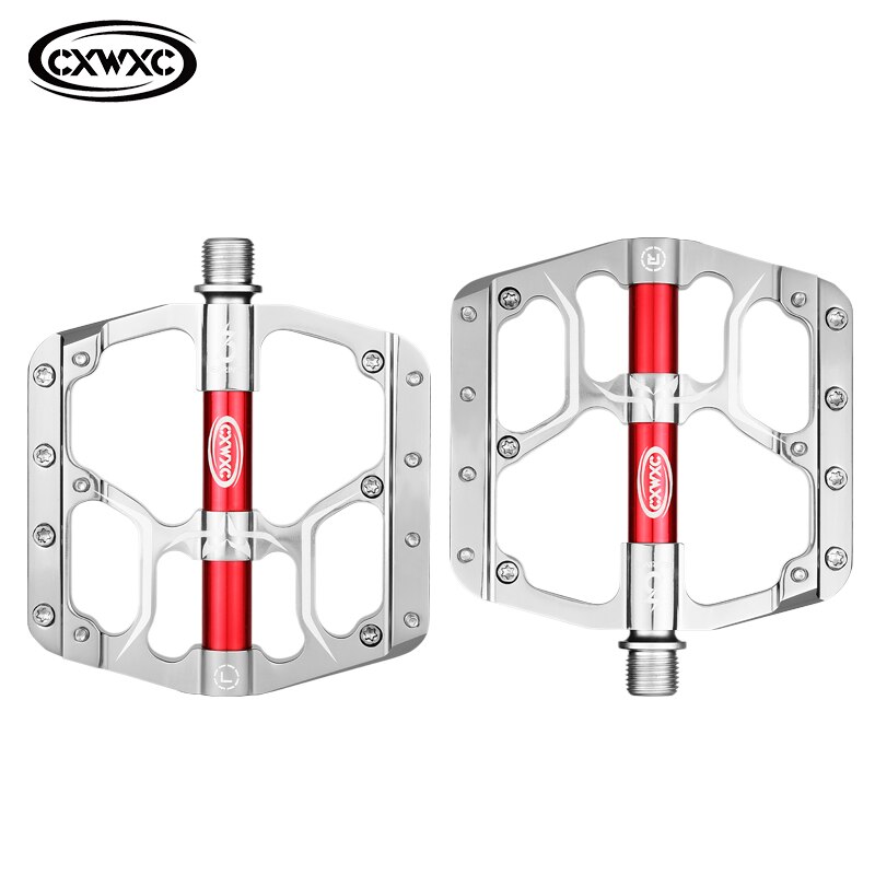 Pedales planos para bicicleta de montaña, 3 rodamientos sellados, plataforma ancha, antideslizantes: Silvery