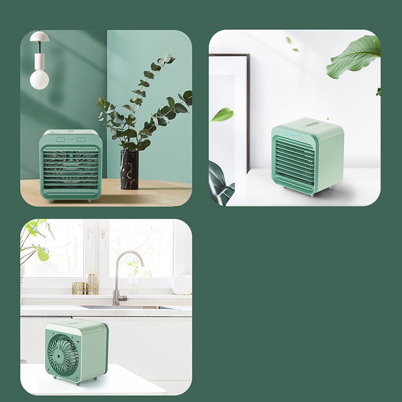 Thuis Mini Airconditioner Draagbare Luchtkoeler Ventilator Airconditioner Licht Desktop Air Cooling Fan Usb Persoonlijke Ruimte Koeler
