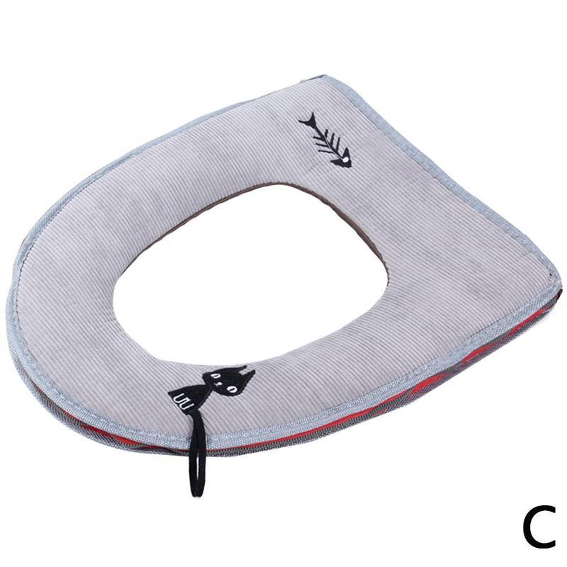 1pc kot kreskówkowy pokrowiec na deskę sedesową mata śliczny haftowany zagęścić zamek wodoodporny cieplej zmywalny toaleta poszewka na siedzisko: C